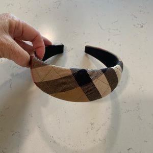 Burberry Beige and Black Checkered Headband